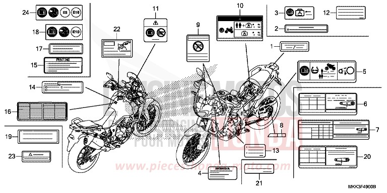 WARNETIKETT (CRF1000A/AL/D/DL) von Africa Twin MAT BALLISTIC BLACK METALLIC (NHA86) von 2018